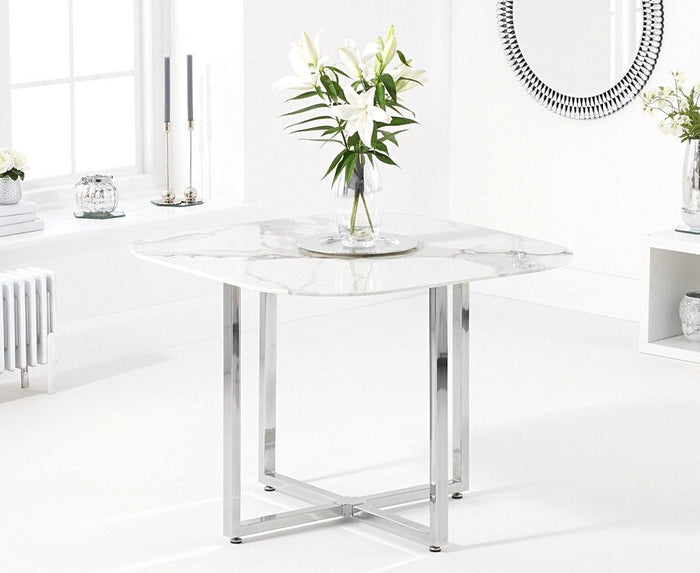 Flavio White Marble Dining Table