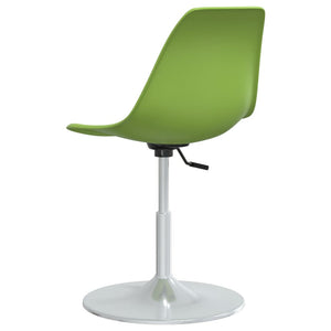 Green Plastic Swivel Dining Chair with Chrome Metal Pedestal